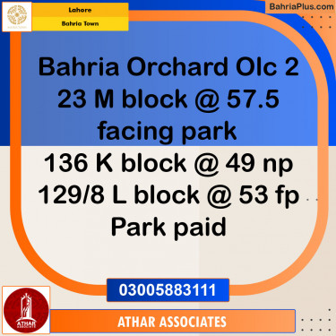 Residential Plot for Sale in Bahria Town, Lahore - (BP-133109)