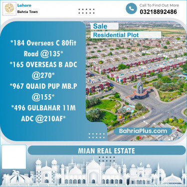 Residential Plot for Sale in Bahria Town, Lahore - (BP-133117)