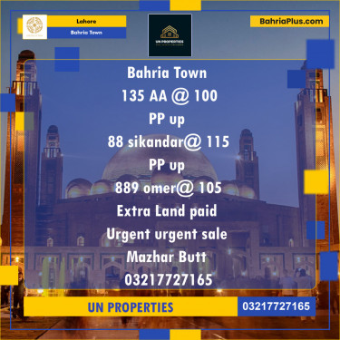 Residential Plot for Sale in Bahria Town, Lahore - (BP-133135)