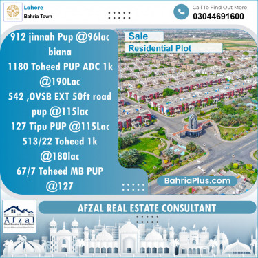 Residential Plot for Sale in Bahria Town, Lahore - (BP-133151)