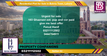 Residential Plot for Sale in Sector F - Ghaznavi Ext. Block -  Bahria Town, Lahore - (BP-133153)
