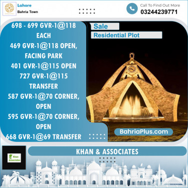 Residential Plot for Sale in Bahria Town, Lahore - (BP-133156)