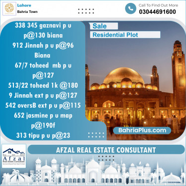 Residential Plot for Sale in Bahria Town, Lahore - (BP-133157)