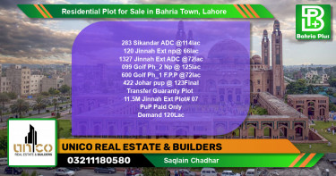 Residential Plot for Sale in Bahria Town, Lahore - (BP-133191)