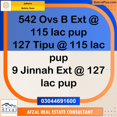 Residential Plot for Sale in Bahria Town, Lahore - (BP-133217)