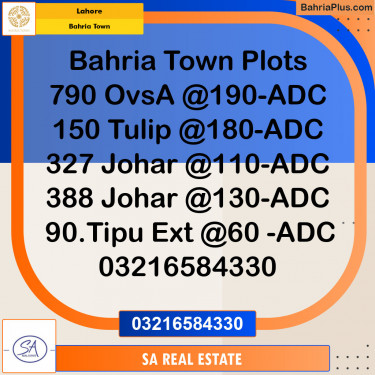 Residential Plot for Sale in Bahria Town, Lahore - (BP-133326)