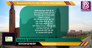Residential Plot for Sale in Bahria Town, Lahore - (BP-133385)