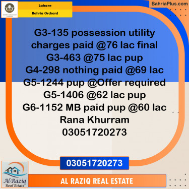 Residential Plot for Sale in Phase 4 - G3 Block -  Bahria Orchard, Lahore - (BP-133437)