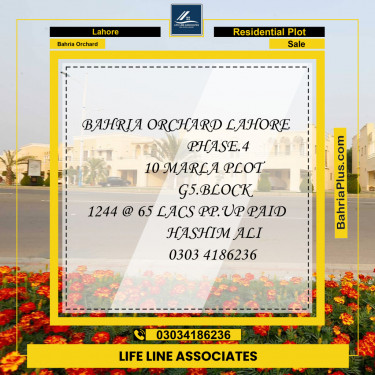 Residential Plot for Sale in Bahria Orchard, Lahore - (BP-133547)
