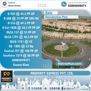 Residential Plot for Sale in Phase 2 - G Block -  Bahria Orchard, Lahore - (BP-133584)