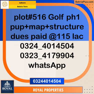 Residential Plot for Sale in Bahria Town, Lahore - (BP-133617)