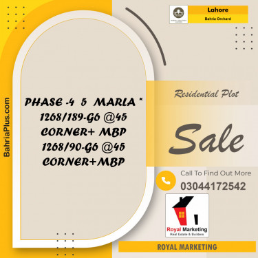 Residential Plot for Sale in Bahria Orchard, Lahore - (BP-133620)
