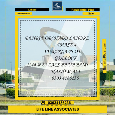 Residential Plot for Sale in Bahria Orchard, Lahore - (BP-133724)