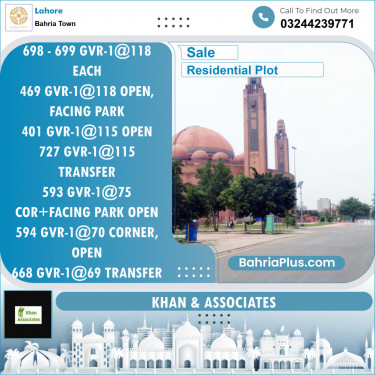 Residential Plot for Sale in Bahria Town, Lahore - (BP-133772)