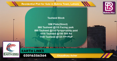Residential Plot for Sale in Sector F - Tauheed Block -  Bahria Town, Lahore - (BP-133799)
