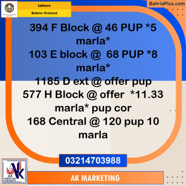 Residential Plot for Sale in Bahria Orchard, Lahore - (BP-133846)