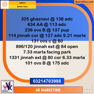 Residential Plot for Sale in Bahria Town, Lahore - (BP-133854)