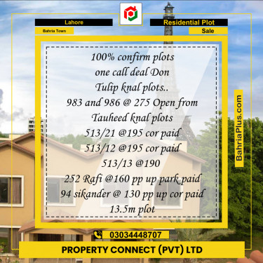 Residential Plot for Sale in Bahria Town, Lahore - (BP-133895)