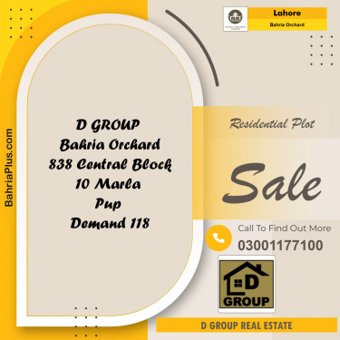 Residential Plot for Sale in Bahria Orchard, Lahore - (BP-133921)