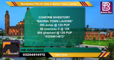 Residential Plot for Sale in Bahria Town, Lahore - (BP-133945)