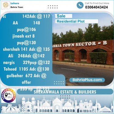 Residential Plot for Sale in Sector F - Talha Block -  Bahria Town, Lahore - (BP-133966)