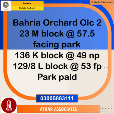 Residential Plot for Sale in Bahria Orchard, Lahore - (BP-133994)