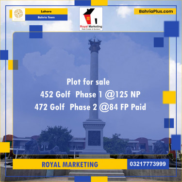 Residential Plot for Sale in Bahria Town, Lahore - (BP-134042)