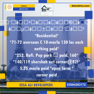 Residential Plot for Sale in Bahria Town, Lahore - (BP-134145)