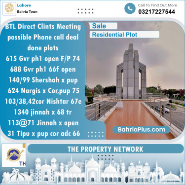 Residential Plot for Sale in Bahria Town, Lahore - (BP-134198)