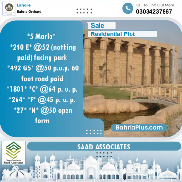 Residential Plot for Sale in Bahria Orchard, Lahore - (BP-134203)