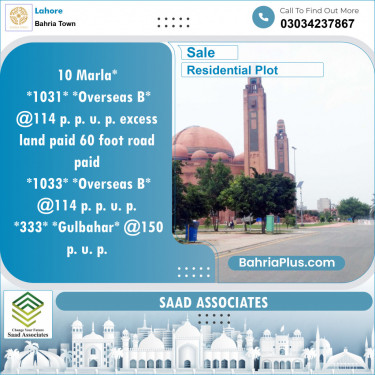 Residential Plot for Sale in Bahria Town, Lahore - (BP-134212)