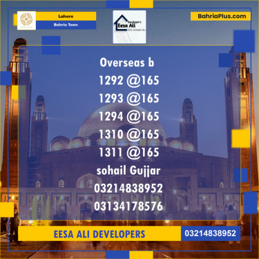 Residential Plot for Sale in Overseas B -  Bahria Town, Lahore - (BP-134232)