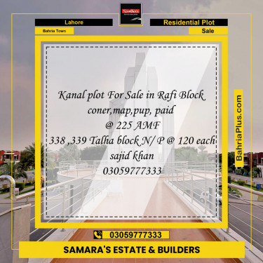 Residential Plot for Sale in Bahria Town, Lahore - (BP-134251)