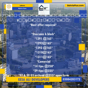Residential Plot for Sale in Overseas B -  Bahria Town, Lahore - (BP-134268)