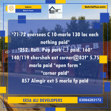 Residential Plot for Sale in Bahria Town, Lahore - (BP-134275)