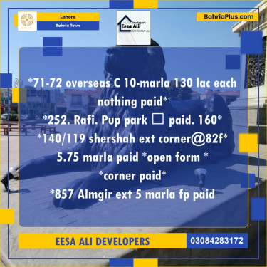 Residential Plot for Sale in Bahria Town, Lahore - (BP-134276)