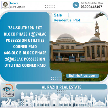 Residential Plot for Sale in Phase 1 - Southern District -  Bahria Orchard, Lahore - (BP-134301)