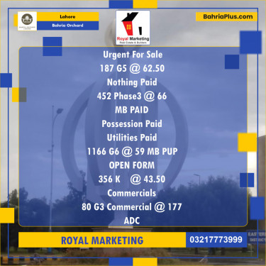 Residential Plot for Sale in Bahria Orchard, Lahore - (BP-134437)