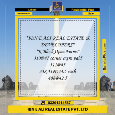 Residential Plot for Sale in Bahria Orchard, Lahore - (BP-134554)