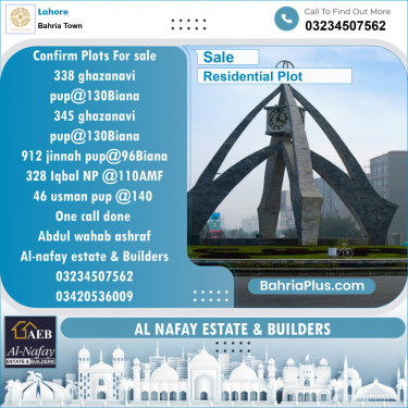 Residential Plot for Sale in Bahria Town, Lahore - (BP-134611)