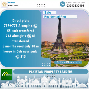 Residential Plot for Sale in Bahria Town, Lahore - (BP-134621)