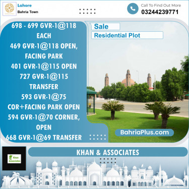 Residential Plot for Sale in Bahria Town, Lahore - (BP-134668)