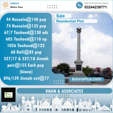 Residential Plot for Sale in Bahria Town, Lahore - (BP-134695)