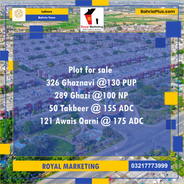 Residential Plot for Sale in Bahria Town, Lahore - (BP-134852)