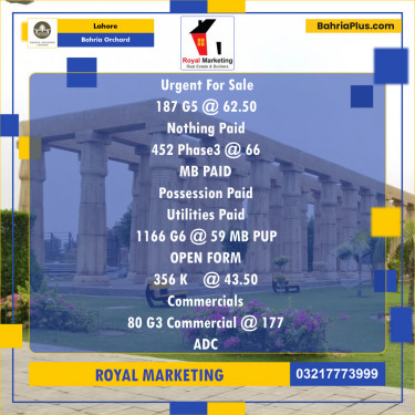 Residential Plot for Sale in Bahria Orchard, Lahore - (BP-134854)