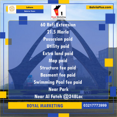 Residential Plot for Sale in Bahria Town, Lahore - (BP-134862)
