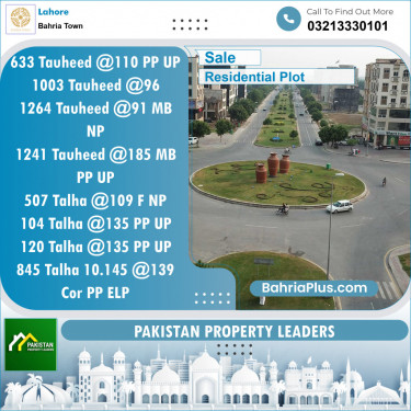 Residential Plot for Sale in Bahria Town, Lahore - (BP-134877)