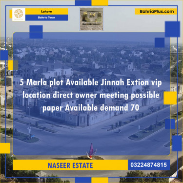 Residential Plot for Sale in Bahria Town, Lahore - (BP-134919)