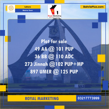 Residential Plot for Sale in Bahria Town, Lahore - (BP-134925)