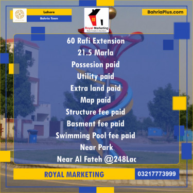 Residential Plot for Sale in Bahria Town, Lahore - (BP-135044)